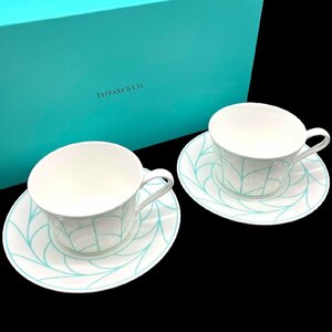 美品 TIFFANY＆Co. ティファニー ウィートリーフ ペア マグカップ カップ＆ソーサー 元箱付き 食器