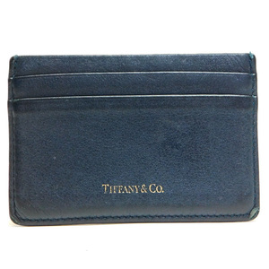 Tiffany&Co.ティファニー カードケース IDケース 名刺入れ レザー 紺 イタリア製
