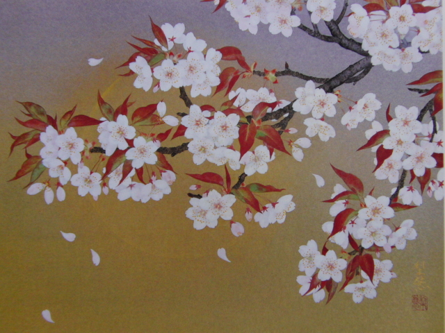 Rieko Morita, [Oborozuki], De un raro libro de arte enmarcado., Productos de belleza, Nuevo con marco, interior, primavera, Flores de cerezo, cuadro, pintura al óleo, Naturaleza, Pintura de paisaje