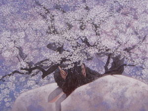Art hand Auction Toshiki Mikami, [Sakura Ishiwari], Aus einer seltenen Sammlung von Rahmenkunst, Schönheitsprodukte, Neuer Rahmen inklusive, Innere, Frühling, Kirschblüten, Malerei, Ölgemälde, Natur, Landschaftsmalerei