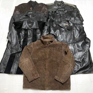 7着 レザージャケット コート セット 古着卸 デザイン 90s ファッション ビンテージ 革ジャン 黒 ブラウン メンズ レディース MIX　ハーフ