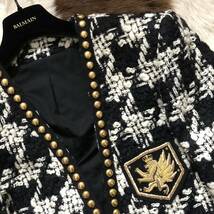 国内正規品 [定価] 56万円 BALMAIN HOMME(バルマンオム) ファンシーツィード ノーカラージャケット 白黒金（サイズ48）仏製/CHANELシャネル_画像6