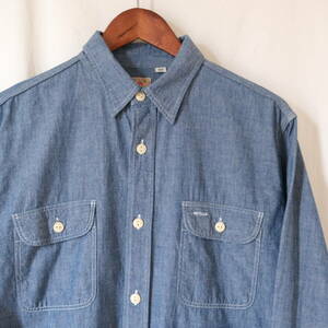 【 SUGAR CANE 】シュガーケーン コットン ブルー シャンブレー 長袖シャツ / ライトブルー / L / ワーク BLUE CHAMBRAY WORK SHIRT 日本製