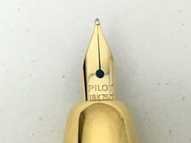 PILOT パイロット ノック式 万年筆 ペン先 18K 750 ブルー × ゴールド 箱付き 筆記未確認 現状渡し中古【UW020488】_画像5