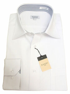 【3L】形態安定 ホワイトストライプ ワイドカラー ワイシャツ　新品・未使用