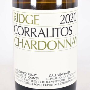 1円～★リッジ コラリトス シャルドネ 2020年 白 750ml 13.3% カリフォルニア RIDGE VINEYARDS B120148