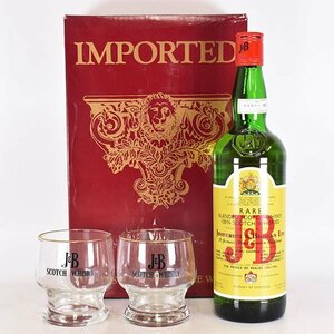 1円～★J&B ジャスティン＆ブルックス レア ★特級 ＊グラス 箱付 ※ 760ml 43% スコッチウイスキー Justerini & Brooks B180316