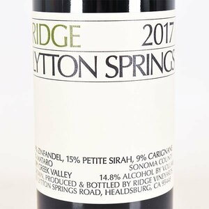 1円～★リッジ リットン スプリングス 2017年 赤 750ml 14.8% カリフォルニア RIDGE VINEYARDS B250051