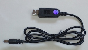 電源変換（USB → DC12V）アダプターケーブル　最大1A　長さ 約1.1m