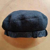極美品 EMPORIO ARMANI エンポリオ アルマーニ ブラックベレー帽 イタリア製 サイズ５７_画像2