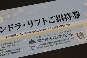 ●4枚 富士見パノラマリゾート スキー場リフト1日券 引換券!