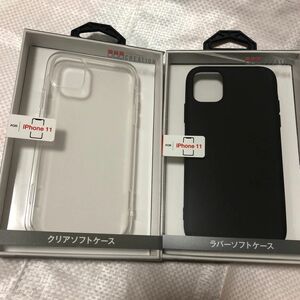 iPhone11用ラバーソフトケース黒とクリアソフトケースのセットです。