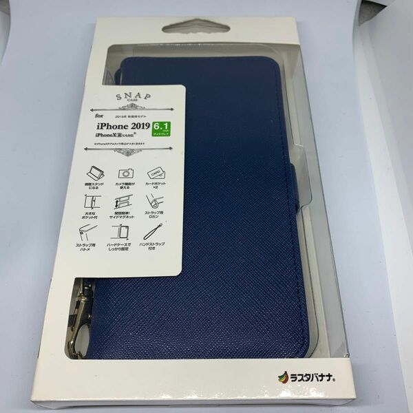 ラスタバナナ RASTA BANANA iPhone11 ケース カバー 手帳型 ハンドストラップ付きネイビーiPhoneXR対応