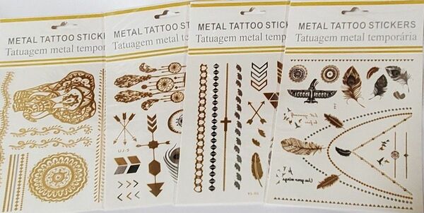 METAL TATTOO STICKERS　メタルタトゥーシール　ゴールド　シルバー　メタリック　マハラジャ