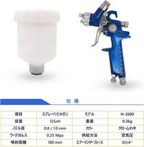 エアスプレーガン 0.8mm 1.0mmノズル付き 125ccカップエアペイントキット 口径0.8/1.0mm_画像4