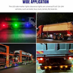 トラック用 サイド マーカー LEDトラックポジションランプ 12V 24V 防水 汎用 ブルー 6個の画像7