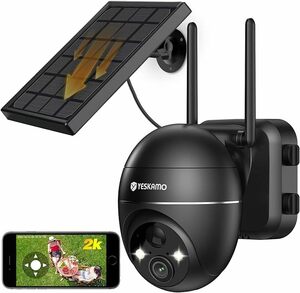  security camera outdoors solar panel battery type 360° all direction 130° super wide-angle 300 ten thousand pixels color night vision AI person detection interactive telephone call wireless 