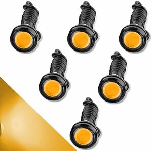 ハイパワー 18mm 9W イーグルアイ LEDライト カーモーターサイクルDR Lデイタイム ランニングライト 12V防水 黄 6PCS