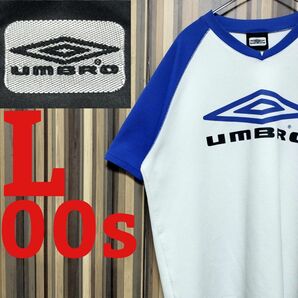 90s 00s【UMBRO】アンブロ プリント デカロゴ 半袖 Tシャツ L