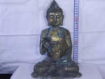 青銅 阿弥陀佛坐像 北魏時代 中国古玩 古銅 仏像 唐物 時代物 鍍金仏_画像1