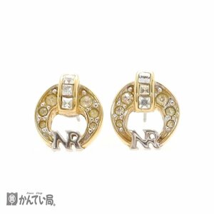 NINA RICCI ニナリッチ ピアス NRロゴ ゴールド×シルバーカラー ストーン レディース アクセサリー クリックポスト発送