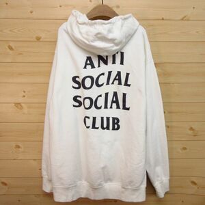 ◎ANTI SOCIAL SOCIAL CLUB アンチソーシャルソーシャルクラブ USA製◆フーディー パーカー ストリート 裏起毛◆メンズ 白 Lサイズ◆A3805