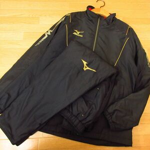 ◎美品！S 上下セット！MIZUNO ミズノ◆厚手 中綿 防寒 ウィンドブレーカー ジャケット&パンツ 秋冬！◆メンズ 黒◆B3385