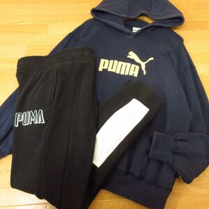 ◎PUMA プーマ L 上下セット◆スウェット パーカー&ジョガーパンツ 秋冬！◆メンズ 紺x黒◆B3403