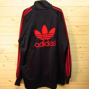 ◎90s！adidas アディダス◆トラックジャケット ジャージ 裏起毛 トレフォイルロゴ 三つ葉 ヴィンテージ◆メンズ 黒 Lサイズ◆A3863