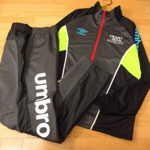 ◎美品！L 上下セット！UMBRO アンブロ◆ジャージ ジャケット&裏フリースパンツ 秋冬！◆メンズ 黒グレー◆B3437