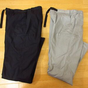 ◎美品！UNIQLO ユニクロ L 2本セット◆厚手テーパードパンツ 裏フリース 暖パン 防寒◆メンズ 黒xグレー まとめ売り◆C1247