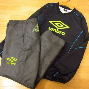 ◎使用少なめ！M 上下セット！UMBRO アンブロ◆ウィンドブレーカー ピステジャケット&裏起毛パンツ 迷彩 秋冬！◆メンズ 黒xグレー◆B3553