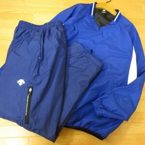 ◎美品！L 上下セット！DESCENTE デサント 野球◆厚手 中綿 裏起毛 ウィンドブレーカージャケット&パンツ 秋冬！◆メンズ 青◆B3535