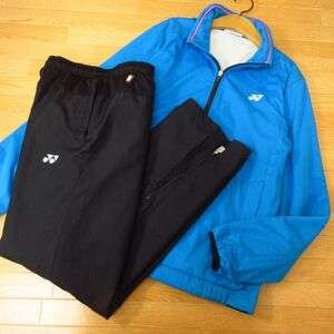 ◎美品！M-L 上下セット！YONEX ヨネックス◆厚手 裏起毛 ジャージ ジャケット&パンツ 秋冬！◆メンズ 水色x黒◆B3528