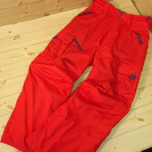 ◎DESCENTE デサント◆スキーパンツ スノボパンツ カーゴ 撥水 中綿 裏起毛 W調節可能◆メンズ 赤 Lサイズ◆S548