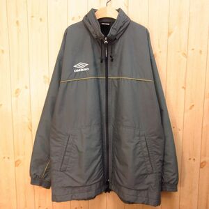 ◎希少 90s！UMBRO アンブロ◆ウインドブレーカー ジャケット 撥水 中綿 襟フード ヴィンテージ◆メンズ グレー XL 2XLサイズ◆A4041