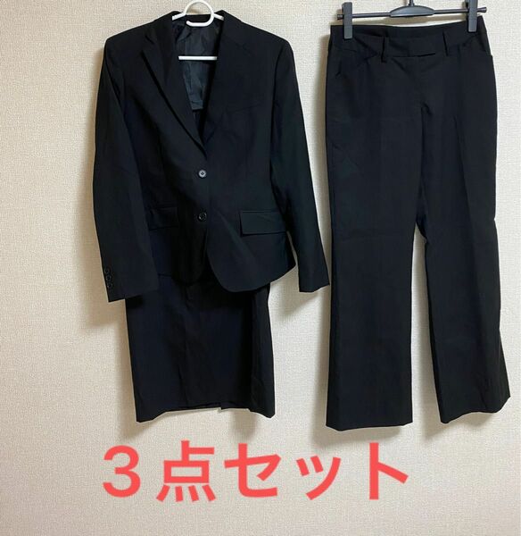 LES MUES スーツ セットアップ リクルートスーツ　パンツスカート　ジャケット 就活　入社式 Sサイズ　黒　AOKI