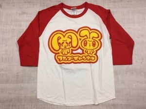 ヨシダチャンネル はにたん 原宿 アメ村系 キャラクター ラグランスリーブ 半袖Tシャツ カットソー メンズ M 白