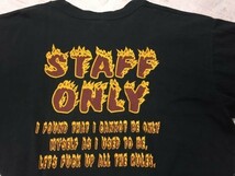 USA製 anvil アンビル アメカジ 西海岸 STAFF ONLY ファイヤーパターン バックプリント 半袖Tシャツ カットソー メンズ M 黒_画像3