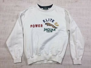 ジャガークラブ JAGUAR CLUB スポーツ 国産レトロ オールド 古着 スウェットトレーナー メンズ 刺繍 レイヤード M 白