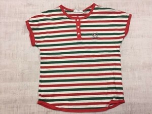 UMBERTO GALLINA オールド レトロ 古着 マルチボーダー ヘンリーネック 半袖Tシャツ カットソー レディース 赤 緑