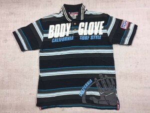 ボディーグローヴ Body Glove サーフ ネオお兄系 スポーツ Y2K 00's 古着 ボーダー 半袖ポロシャツ メンズ M 黒