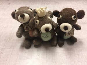 hi.. house wool wool felt bear Chan bear king mantle Hsu red a. earth production soft toy 3 pcs set gray / tea 