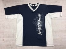 AUSTRALIA オーストラリア オールドサーフ スーベニア Vネック メッシュ素材 半袖Tシャツ カットソー メンズ M 紺_画像1
