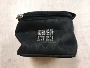 ジバンシー GIVENCHY レトロ モード コスメ メイク 化粧 ポーチ 小物入れ レディース ラインストーン シャドーアーガイル総柄 黒