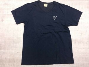 PRIVATE JAPAN A.I. 刺繍 Vネック アメカジ ネイティブ ジュエリーブランド 半袖Tシャツ カットソー メンズ M 紺