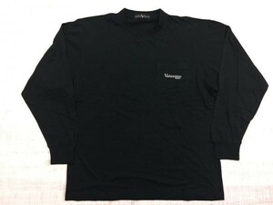 Rodhos Valentino ロードスバレンチノ 胸ポケット コットン100% ロゴプリント シンプル ロンT 長袖Tシャツ メンズ M 黒