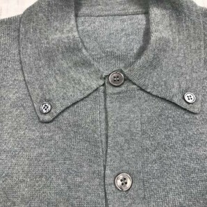 レトロ トラッド サンプル品 古着 ミドルゲージ ボタンダウン ニット シャツ ジャケット カーディガン メンズ グレーの画像3