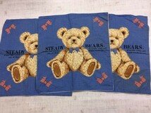 オールド レトロ クラシック トラッド STEADY BEARS テディーベアー キャラクター ファンシー クッションカバー 3点セット 青系_画像1