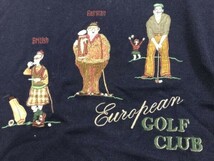 EUROPEAN GOLF CLUB ゴルフ オールド レトロ トラッド スポーツ 刺繍 ジャガード ニット セーター メンズ ウール混 50 紺_画像2